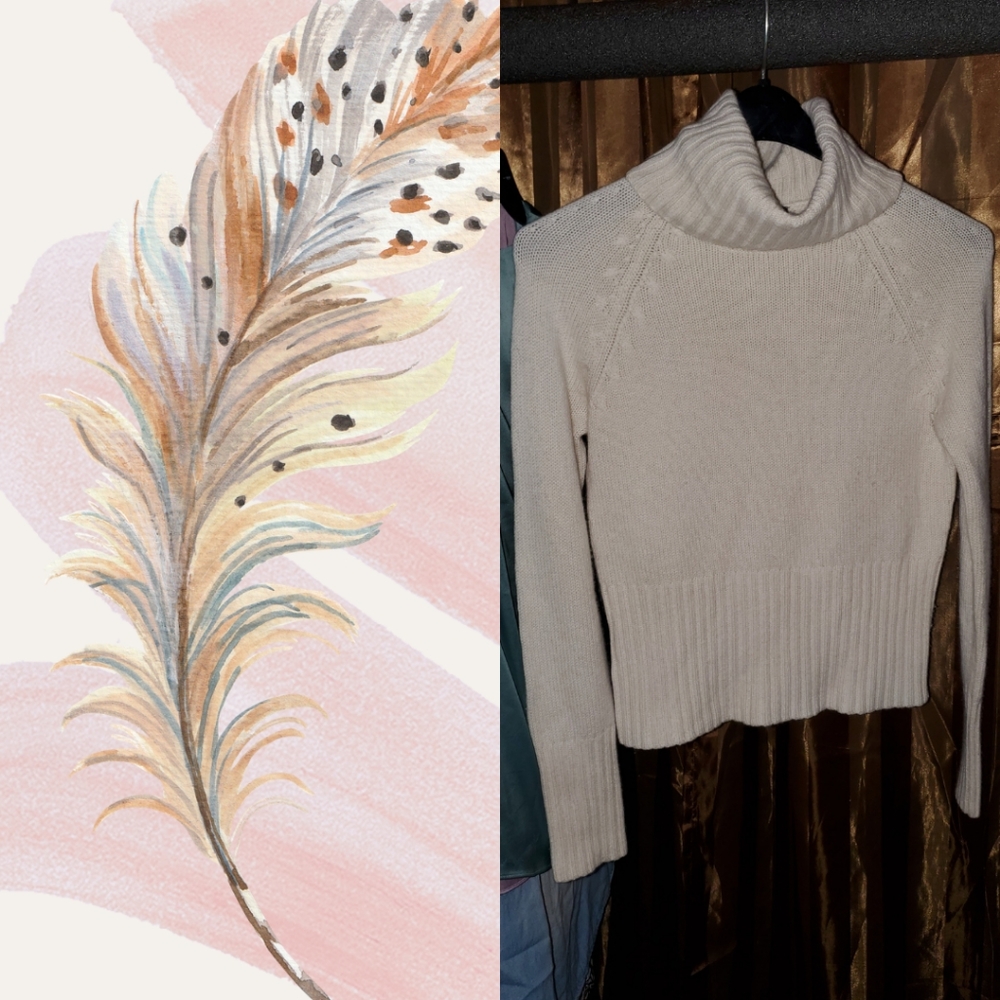 Ann Taylor Cream Turtleneck Sweater